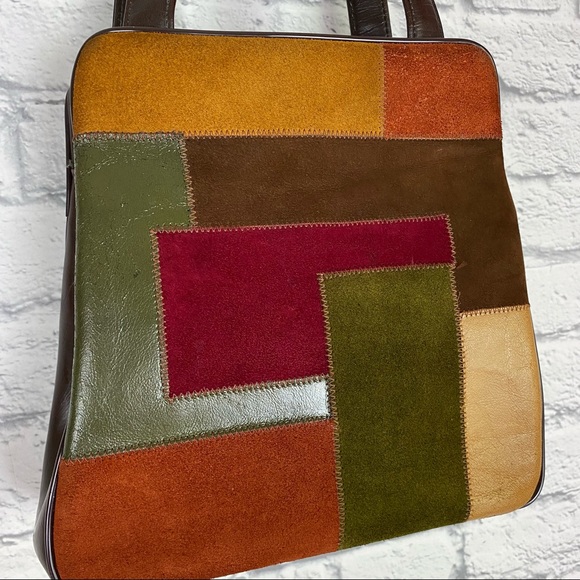 VTG PATCHWORK FAUX LEATHER BAG - Picture 3 of 14